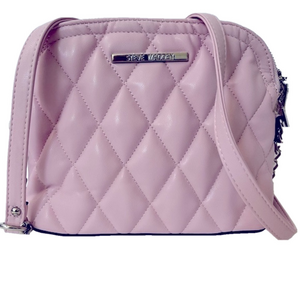 New Steve Madden Soft Purse Crossbody Bag Soft Pink Quilted Silver Tone